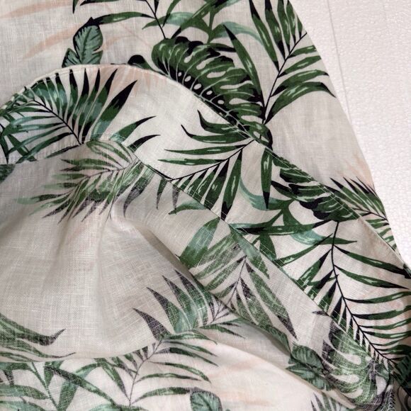 C‎ &C California Linen Dress Womens Small Green And White Leaf Pockets Swing - Picture 13 of 16
